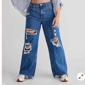 Free people we the free CRVY Destructed Straight-Leg Jeans